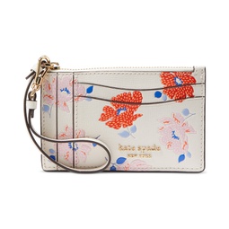Morgan Dotty Floral Embossed Saffiano Leather Coin Card Case Wristlet