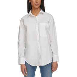 Womens Button-Front Cotton Top