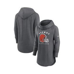Womens Heather Charcoal Cleveland Browns Raglan Funnel Neck Pullover Hoodie
