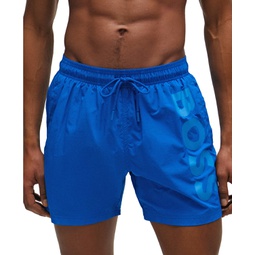 Mens Vertical Logo-Print Swim Shorts