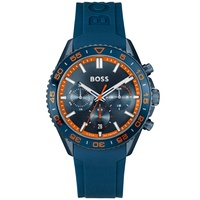 BOSS Mens Runner Quartz Chrono Blue Silicone Watch 44mm