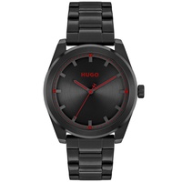 HUGO Mens Bright Quartz Ionic Plated Black Steel Watch 42mm