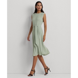 Womens Belted Bubble Crepe Dress