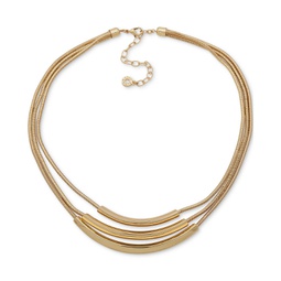 Gold-Tone Curved Bar Layered Collar Necklace 16 + 3 extender