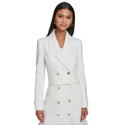 PARIS Womens Double-Breasted Cropped Blazer
