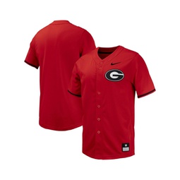 Mens Red Georgia Bulldogs Replica Full-Button Baseball Jersey