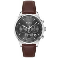 BOSS Mens Chronograph Avery Brown Leather Strap Watch 42mm