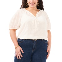 Plus Size Puff-Sleeve Blouse