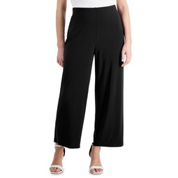 Petite Mid Rise Pull-On Cropped Wide Leg Pants