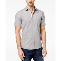 Mens Solid Stretch Button-Front Shirt