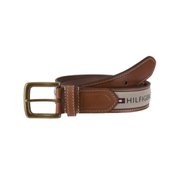 Mens Tri-Color Ribbon Inlay Leather Belt