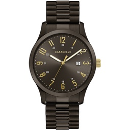 Mens Dark Gray Stainless Steel Expansion Bracelet Watch 40mm