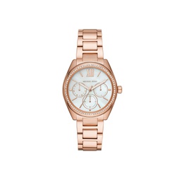 Womens Janelle Multifunction Rose Gold-Tone Stainless Steel Bracelet Watch 36mm MK7095