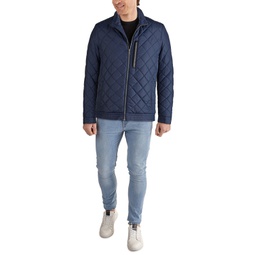 Mens Diamond Quilt Jacket with Faux Sherpa Lining