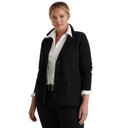 Womens Plus Size Combed Cotton Single-Breasted Blazer