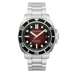 Mens Hull Diver Automatic Ombre Red with Silver-Tone Solid Stainless Steel Bracelet Watch 42mm