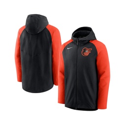 Mens Black Orange Baltimore Orioles Authentic Collection Full-Zip Raglan Hoodie Performance Jacket