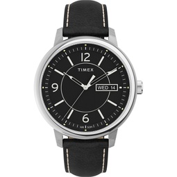 Mens Chicago Black Leather Watch 45mm