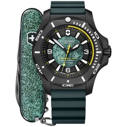 Mens I.N.O.X. Professional Diver Blue Green Rubber Strap Watch 45mm Gift Set