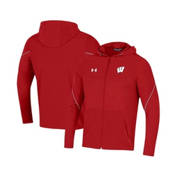 Mens Red Wisconsin Badgers 2021 Sideline Warm-Up Full-Zip Hoodie