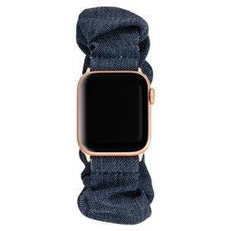 Womens Dark Blue Demin Scrunchie Band Compatible with 42/44/45/Ultra/Ultra 2 Apple Watch