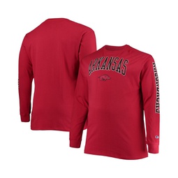 Mens Cardinal Arkansas Razorbacks Big and Tall 2-Hit Long Sleeve T-shirt