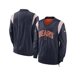 Mens Navy Chicago Bears Sideline Athletic Stack V-Neck Pullover Windshirt Jacket