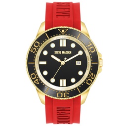 Womens Red Silicone Band Watch 44mm