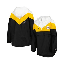 Womens White Gold Pittsburgh Steelers Staci Half-Zip Hoodie Windbreaker Jacket