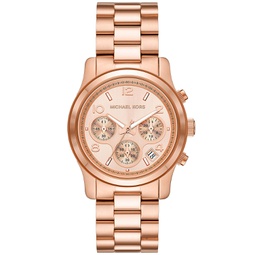 Womens Runway Chronograph Rose Gold-Tone Stainless Steel Bracelet Watch 38mm
