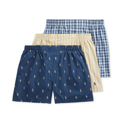 Mens 3 Pack Classic Woven Cotton Boxers