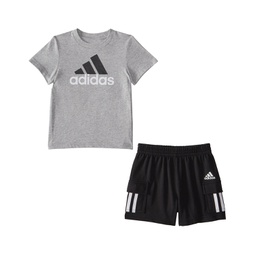 Baby Boys T Shirt and French Terry Cargo Shorts 2 Piece Set