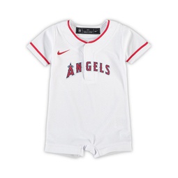 Newborn and Infant Boys and Girls White Los Angeles Angels Official Jersey Romper
