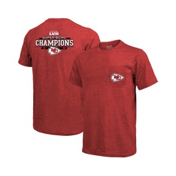 Mens Threads Red Kansas City Chiefs Super Bowl LVII Champions Running Back Tri-Blend Pocket T-shirt