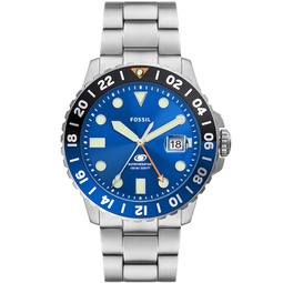 Mens Fossil Blue GMT Stainless Steel Watch 46mm
