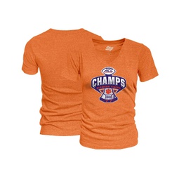 Womens Orange Clemson Tigers 2022 ACC Football Conference Champions Locker Room V-Neck T-shirt
