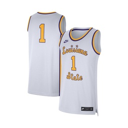 Mens #1 White LSU Tigers Replica Basketball Jersey