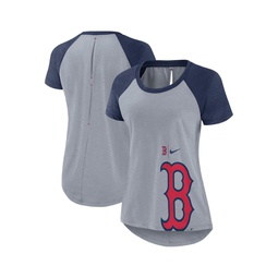 Womens Heather Gray Boston Red Sox Summer Breeze Raglan Fashion T-shirt