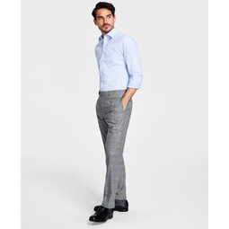 Mens Classic-Fit Plaid Wool-Blend Stretch Suit Trousers