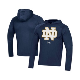 Mens Navy Notre Dame Fighting Irish School Logo Raglan Long Sleeve Hoodie Performance T-shirt