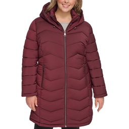 Womens Plus Size Hooded Packable Puffer Coat