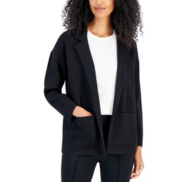 Womens Notched-Collar Long-Sleeve Sweater Blazer