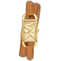 Womens Empire Quartz Three-Hand Luggage Double Wrap Leather Watch 20X30mm