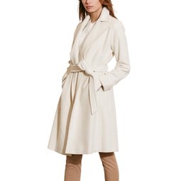 Womens Wool Blend Belted Maxi Wrap Coat