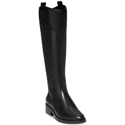 Womens Hampshire Woven-Trim Riding Boots