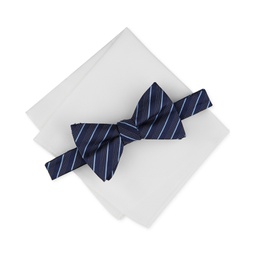 Mens Vinton Stripe Bow Tie & Pocket Square Set