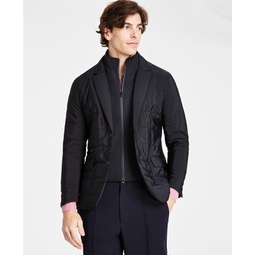 Mens Regular-Fit Quilted Blazer with Removable Full-Zip Bib