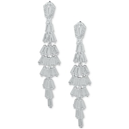 Silver-Tone Crystal Baguette Linear Drop Earrings