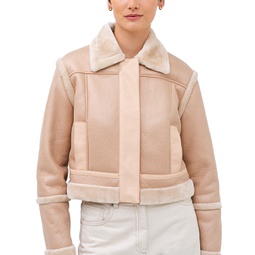 Womens Blen Faux-Fur Crop Jacket