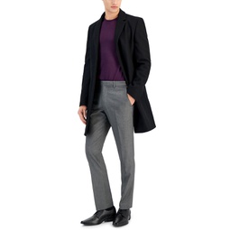 Mens Slim-Fit Wool Classic Black Overcoat